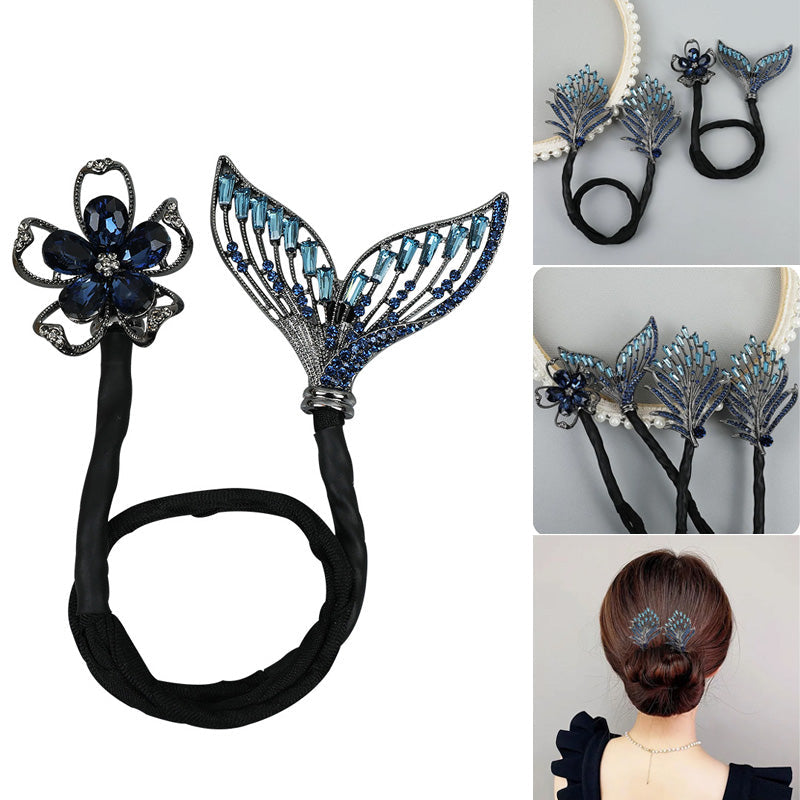 Rhinestone Flower Hair Clip * 3 Pcs