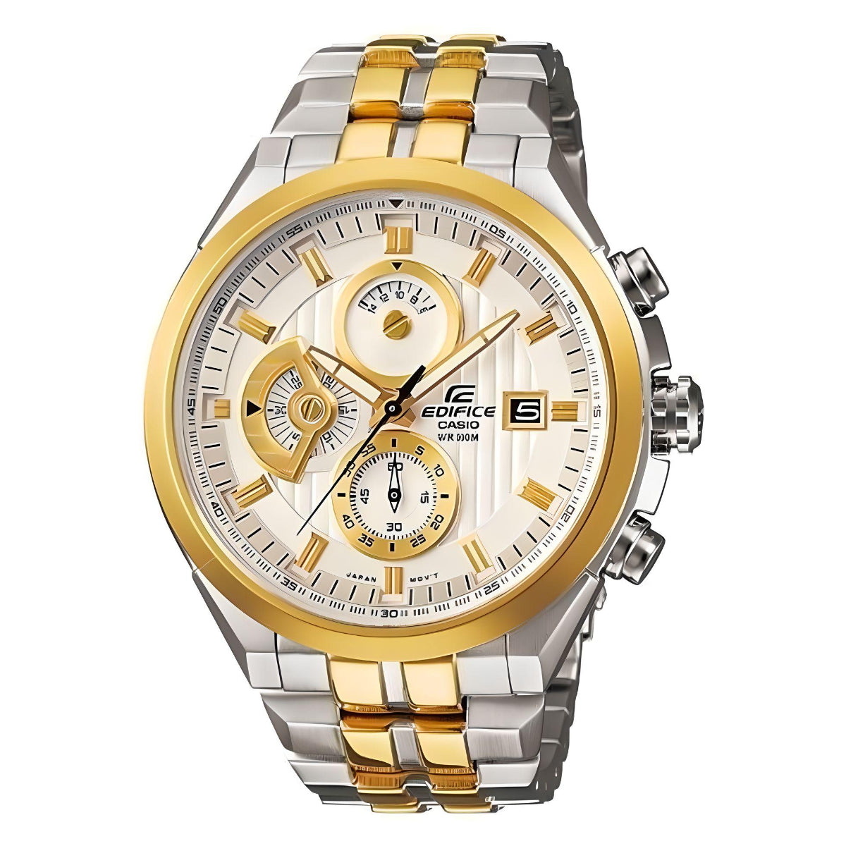 Casio Edifice Chronograph Men's Watch With Silver Gold Color & Stainless Steel Strap ED426