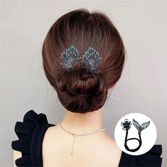 Rhinestone Flower Hair Clip * 3 Pcs